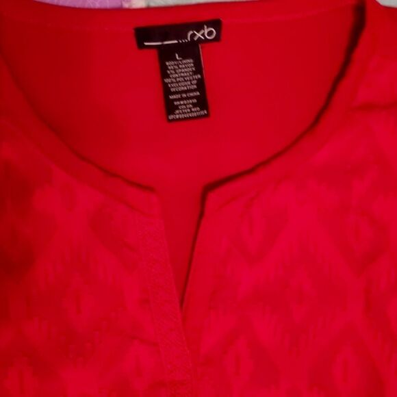 Red Tunic Top Women Long Tab Sleeve Rayon/Spandex Size L - Picture 4 of 6